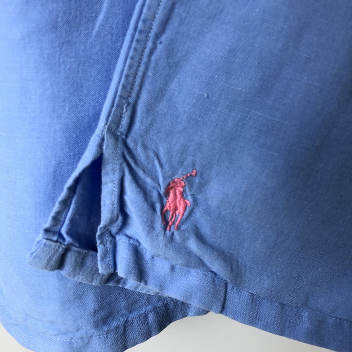 Ralph Lauren POLO RALPH LAUREN Short Sleeve Open Collar Linen Shirt Box Shirt Men's XL linen Blue type light blue Vintage Second Hand