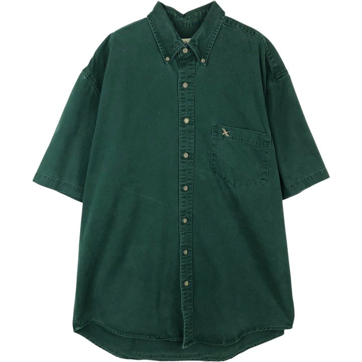 Eddie Bauer Short-Sleeve Button-Down Shirt, Men's Size L (approx.) cotton green type Vintage Second Hand
