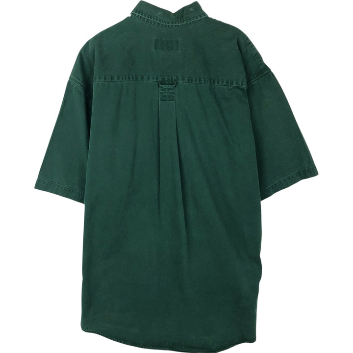 Eddie Bauer Short-Sleeve Button-Down Shirt, Men's Size L (approx.) cotton green type Vintage Second Hand