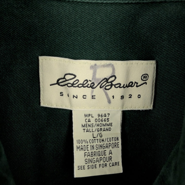 Eddie Bauer Short-Sleeve Button-Down Shirt, Men's Size L (approx.) cotton green type Vintage Second Hand