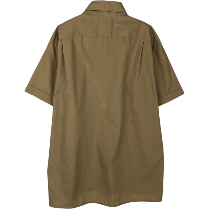 ARMOR Short-Sleeve Poly-Cotton Box Shirt, Made in Canada, Men's Size L (approx.) polyester beige type brown Vintage Second Hand