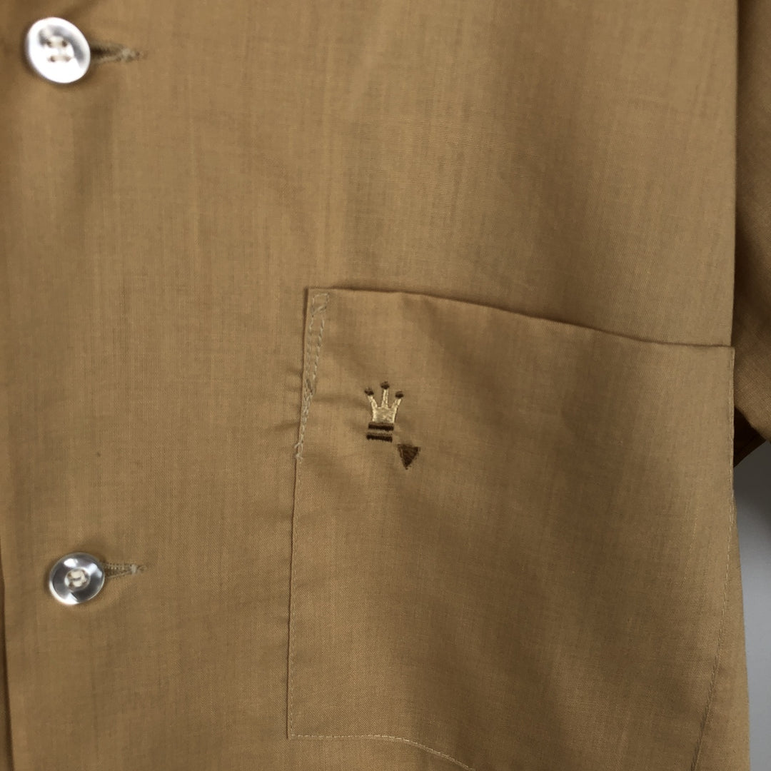 1970'S Arrow Decton PermaIron Short-Sleeve Open-Collar Polyester Box Shirt, Made in USA, Men's Size S (Equivalent), Vintage polyester ocher yellow type Vintage Second Hand