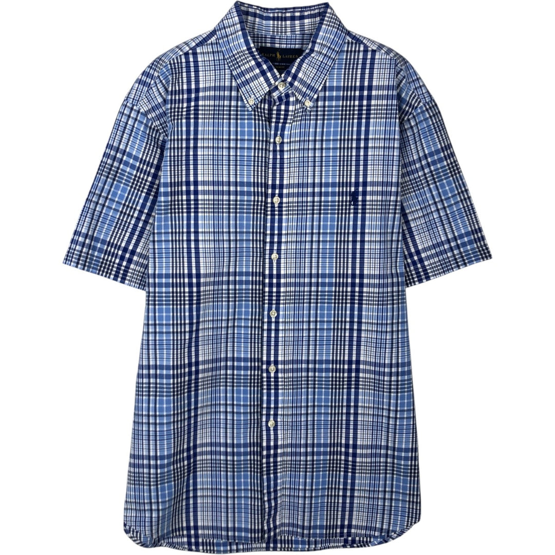 Ralph Lauren Classic Fit short sleeve button down check shirt, men's size XL cotton blue type Vintage Second Hand