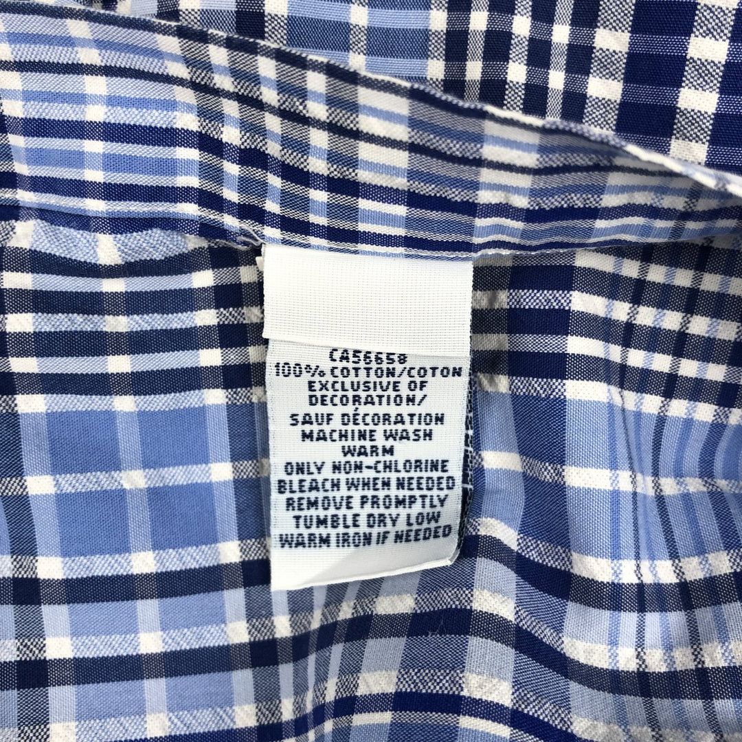 Ralph Lauren Classic Fit short sleeve button down check shirt, men's size XL cotton blue type Vintage Second Hand