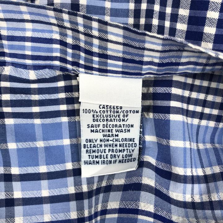 Ralph Lauren Classic Fit short sleeve button down check shirt, men's size XL cotton blue type Vintage Second Hand