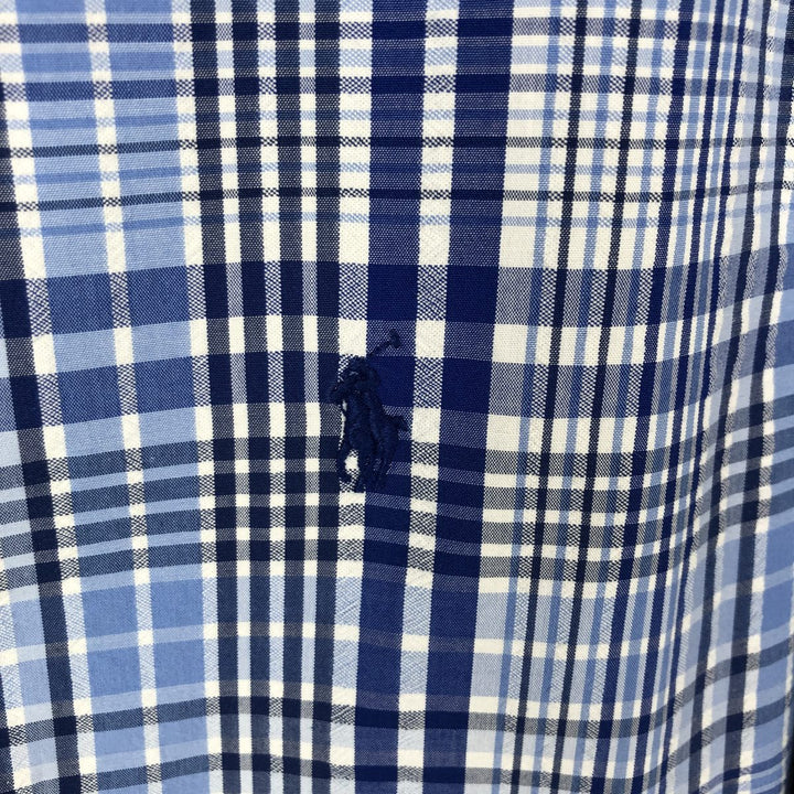 Ralph Lauren Classic Fit short sleeve button down check shirt, men's size XL cotton blue type Vintage Second Hand