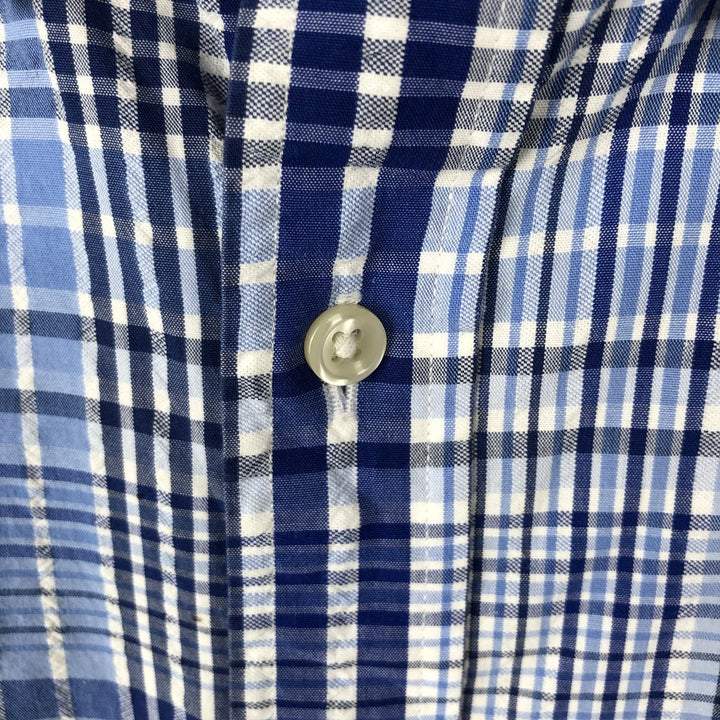 Ralph Lauren Classic Fit short sleeve button down check shirt, men's size XL cotton blue type Vintage Second Hand