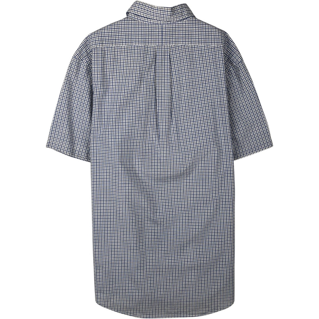 Ralph Lauren CUSTOM FIT short sleeve button down check shirt men's size L cotton blue type Vintage Second Hand