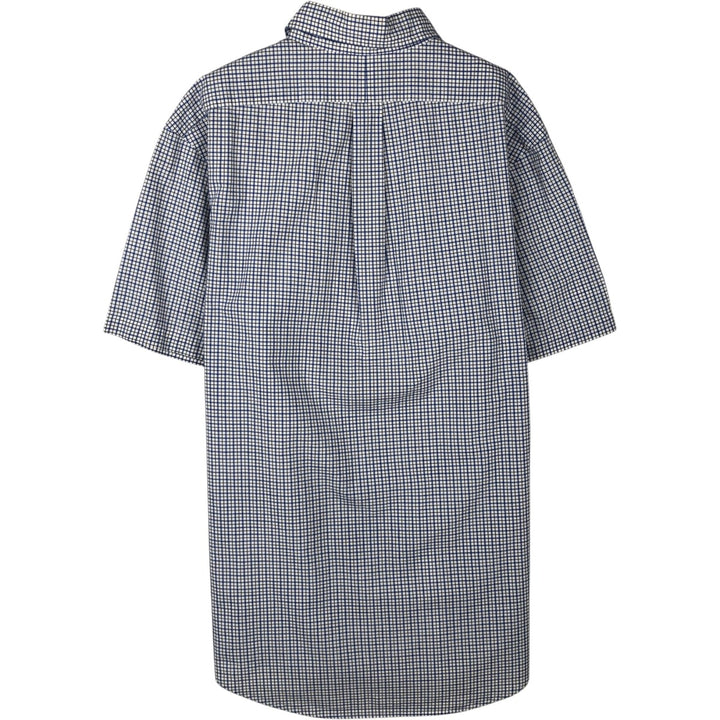 Ralph Lauren CUSTOM FIT short sleeve button down check shirt men's size L cotton blue type Vintage Second Hand