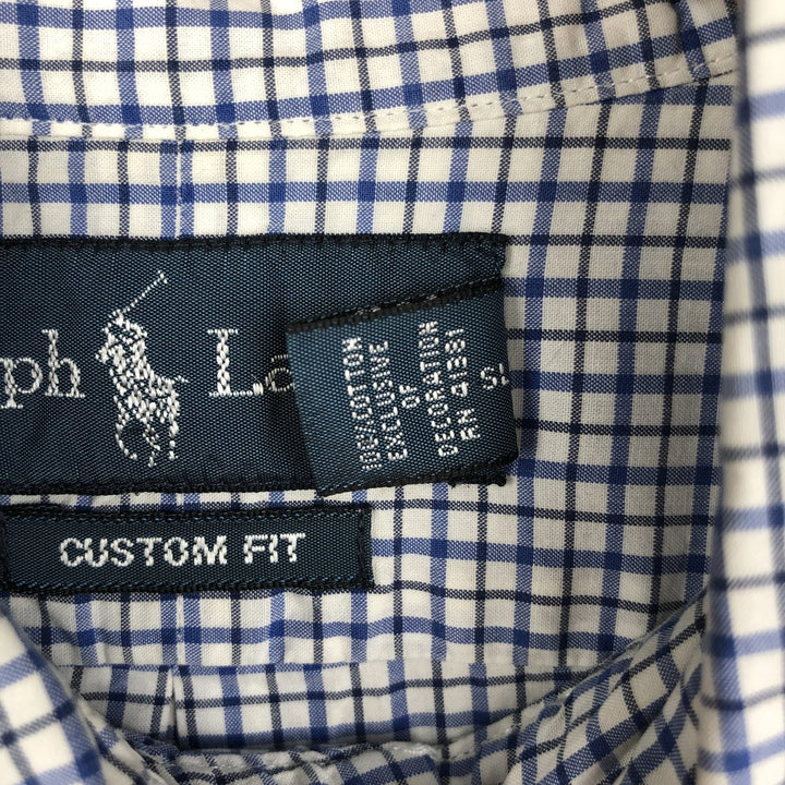 Ralph Lauren CUSTOM FIT short sleeve button down check shirt men's size L cotton blue type Vintage Second Hand