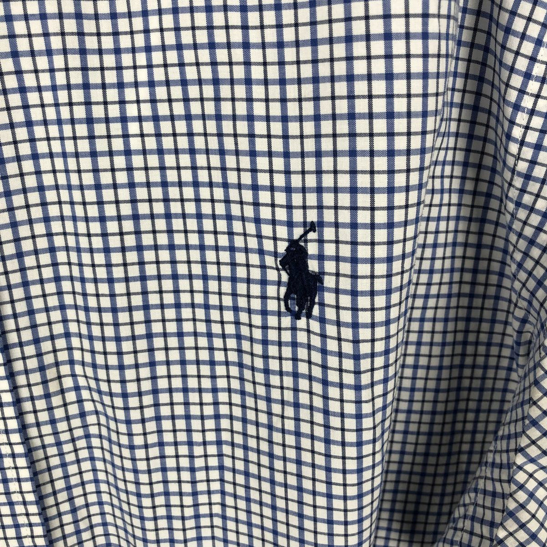 Ralph Lauren CUSTOM FIT short sleeve button down check shirt men's size L cotton blue type Vintage Second Hand
