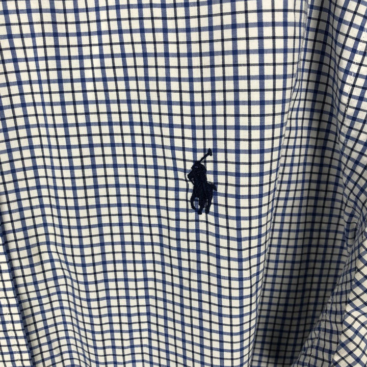 Ralph Lauren CUSTOM FIT short sleeve button down check shirt men's size L cotton blue type Vintage Second Hand