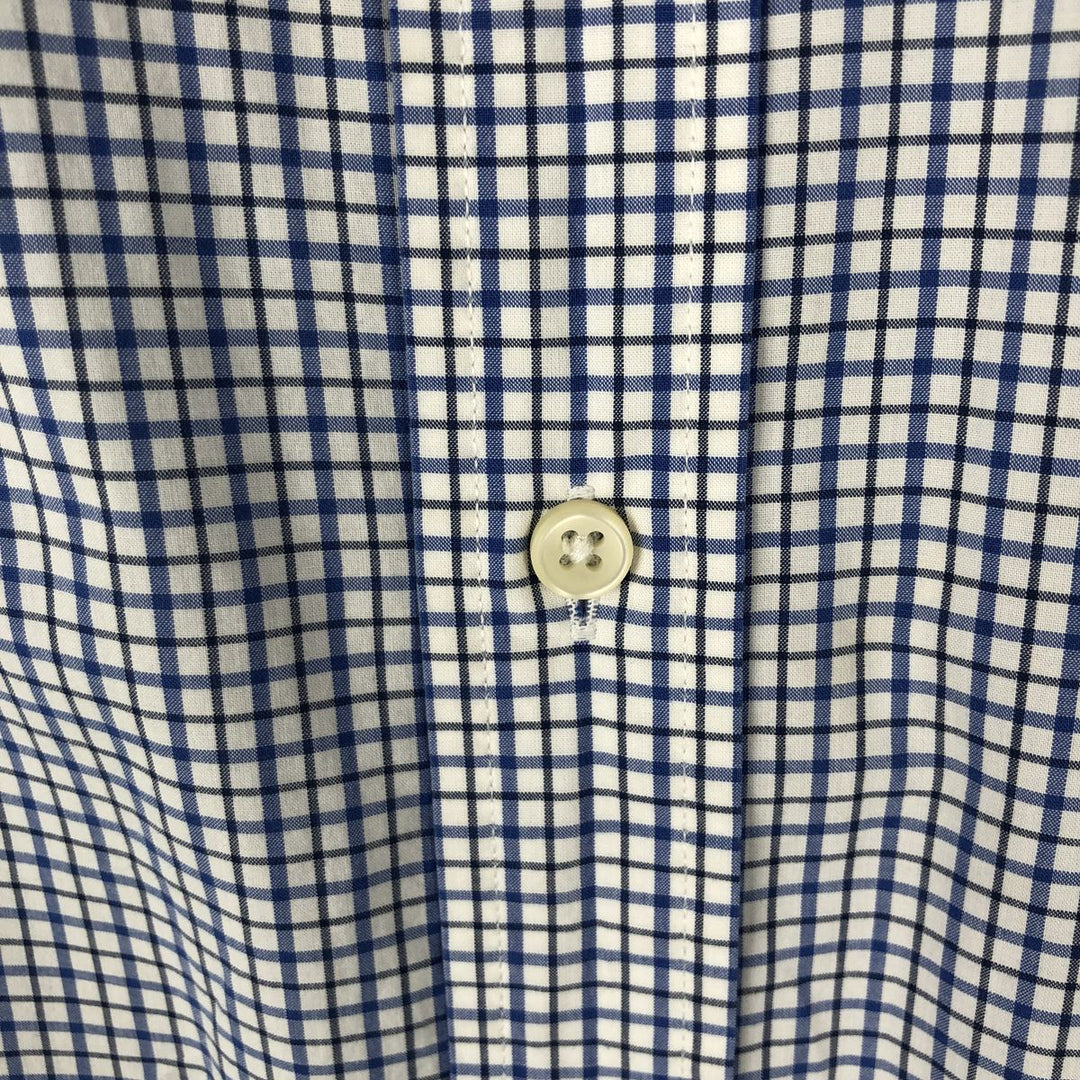 Ralph Lauren CUSTOM FIT short sleeve button down check shirt men's size L cotton blue type Vintage Second Hand