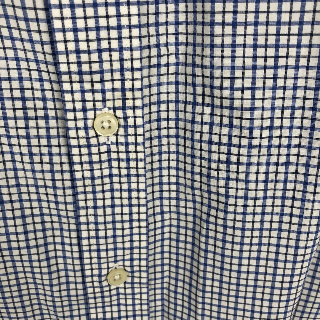 Ralph Lauren CUSTOM FIT short sleeve button down check shirt men's size L cotton blue type Vintage Second Hand