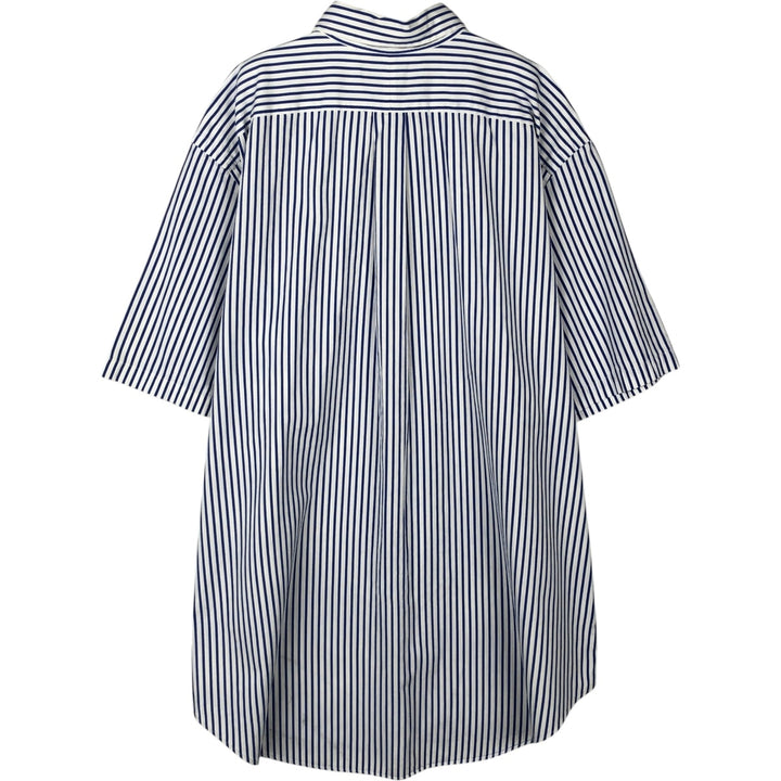 Ralph Lauren Classic Fit short sleeve button down striped shirt, men's XL size cotton blue type Vintage Second Hand