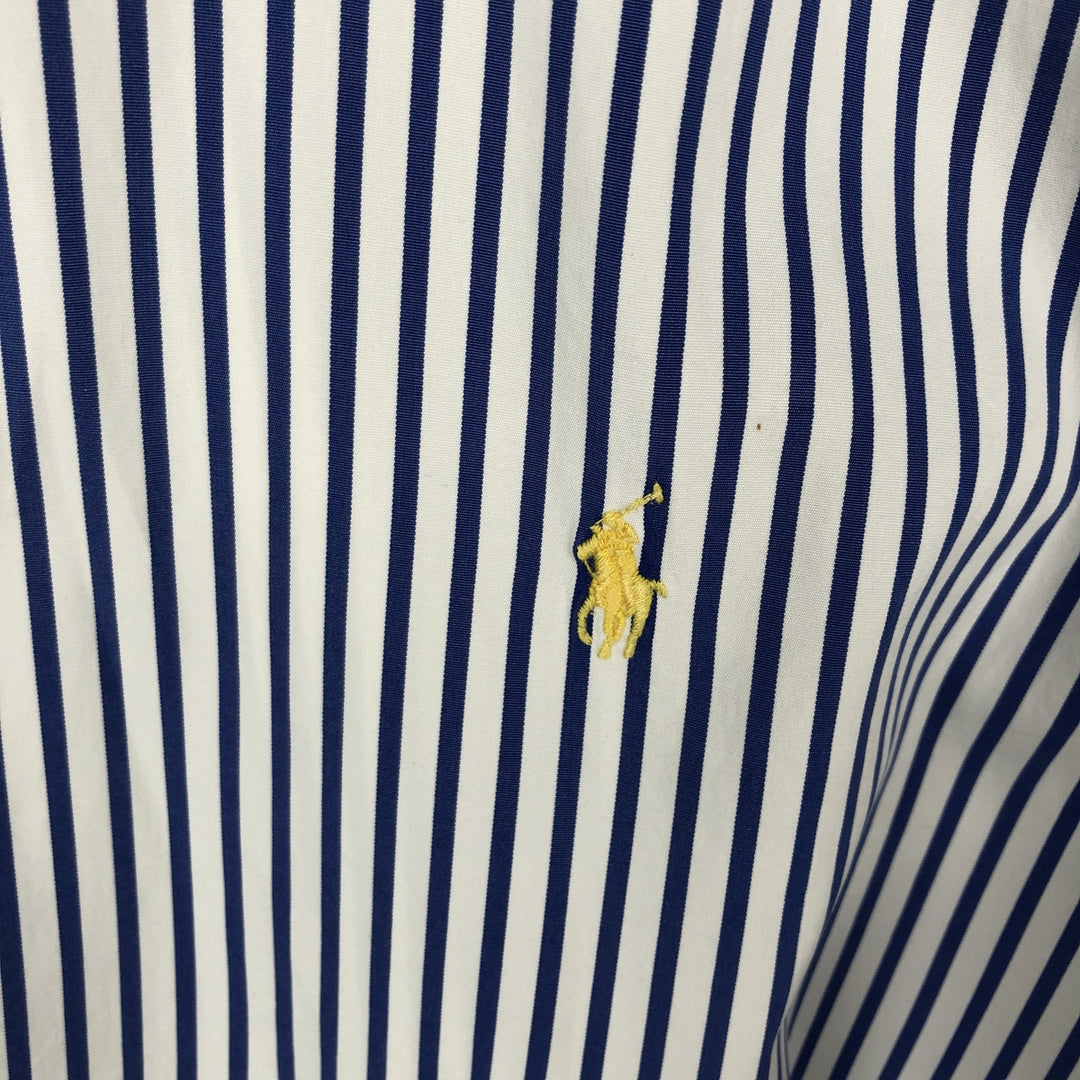 Ralph Lauren Classic Fit short sleeve button down striped shirt, men's XL size cotton blue type Vintage Second Hand