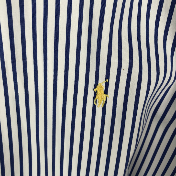 Ralph Lauren Classic Fit short sleeve button down striped shirt, men's XL size cotton blue type Vintage Second Hand
