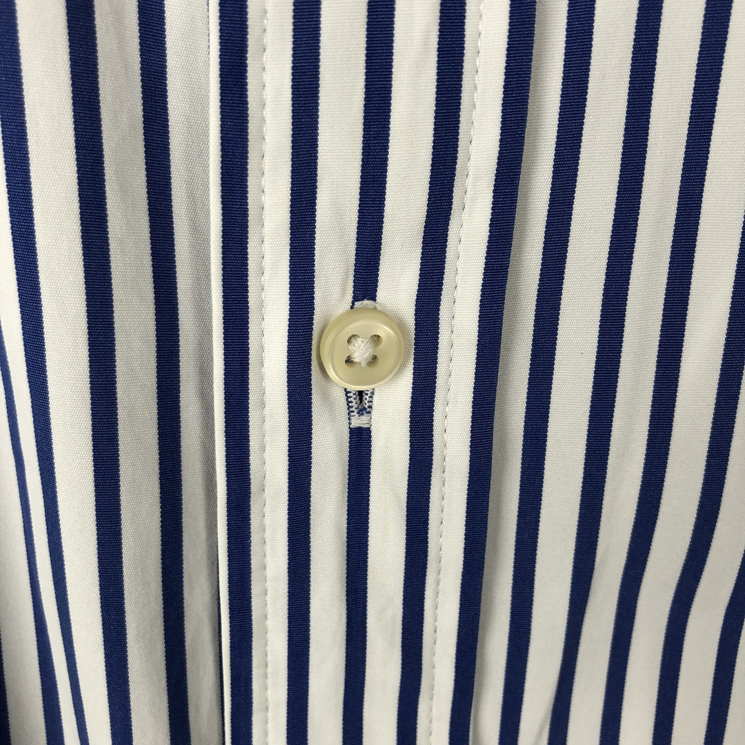 Ralph Lauren Classic Fit short sleeve button down striped shirt, men's XL size cotton blue type Vintage Second Hand