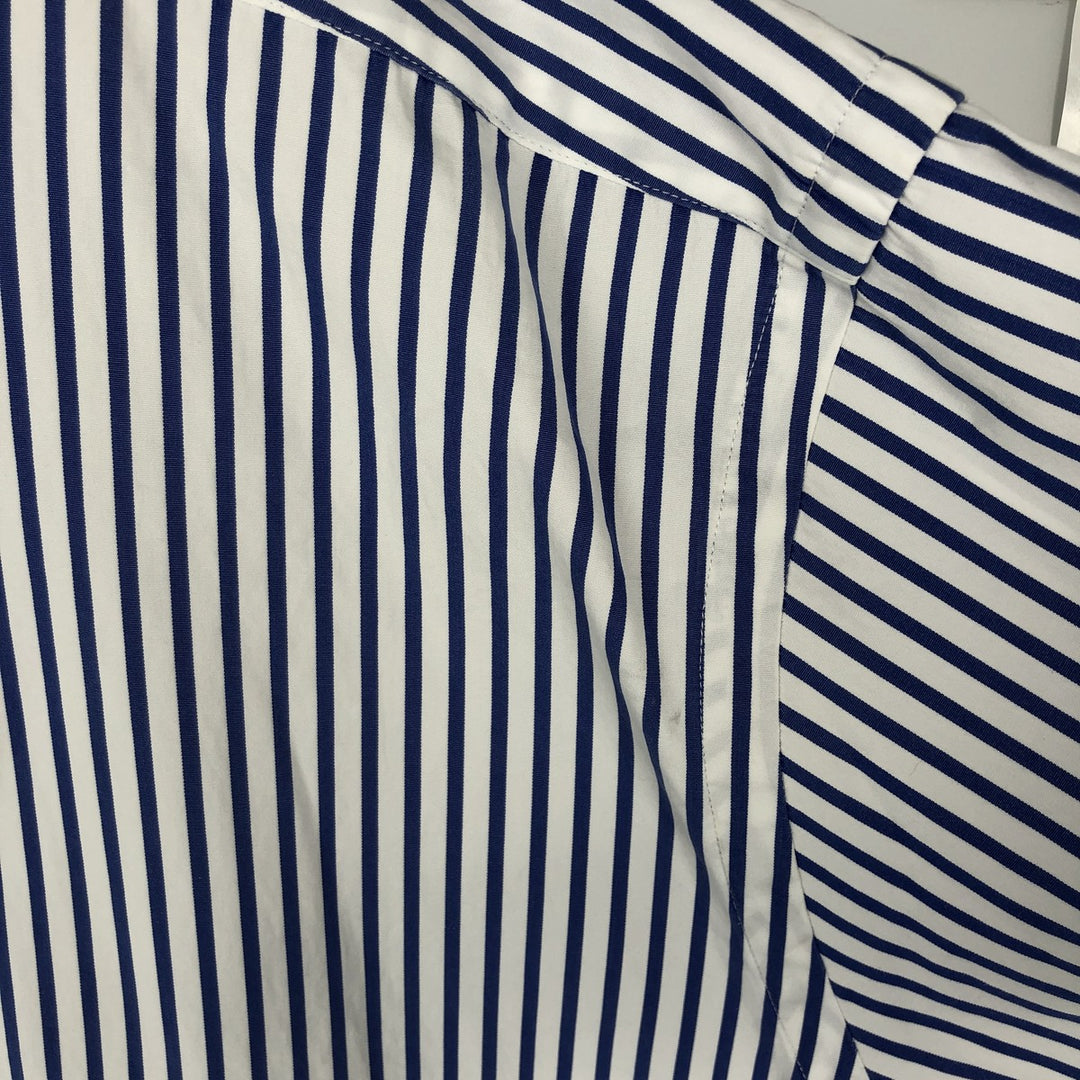 Ralph Lauren Classic Fit short sleeve button down striped shirt, men's XL size cotton blue type Vintage Second Hand