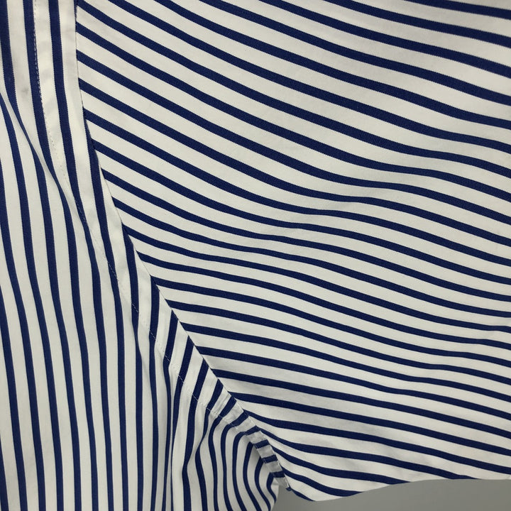 Ralph Lauren Classic Fit short sleeve button down striped shirt, men's XL size cotton blue type Vintage Second Hand