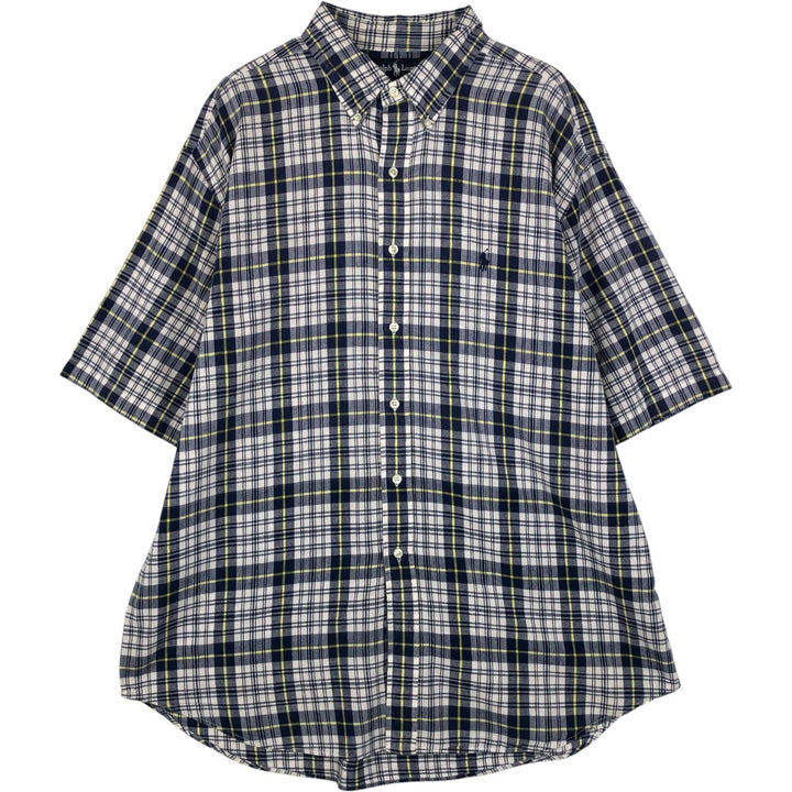 Ralph Lauren BLAIRE short sleeve button down check shirt men's XL size cotton blue type Vintage Second Hand