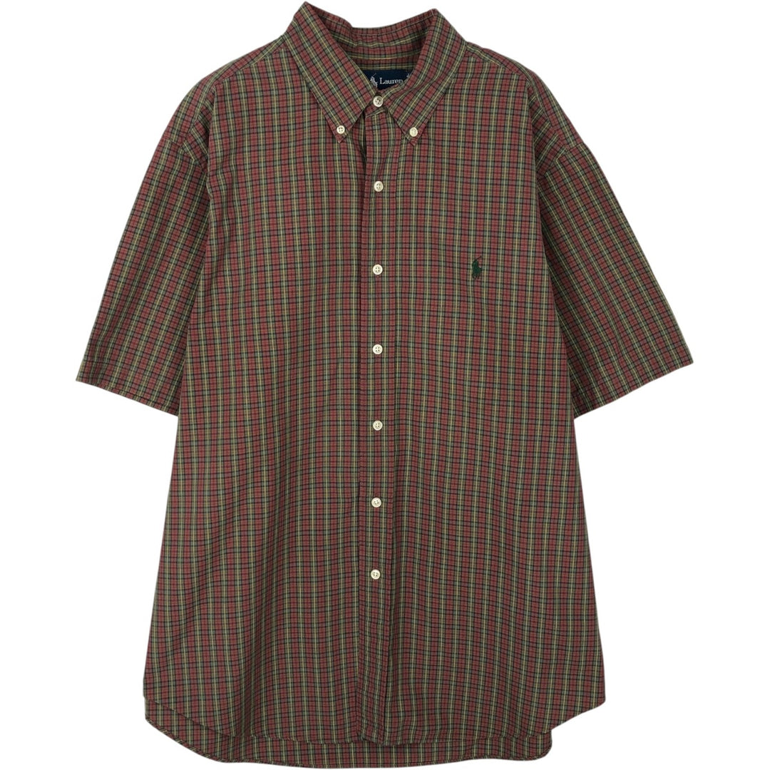 Ralph Lauren BLAKE short sleeve button down check shirt men's XL size cotton red type Vintage Second Hand