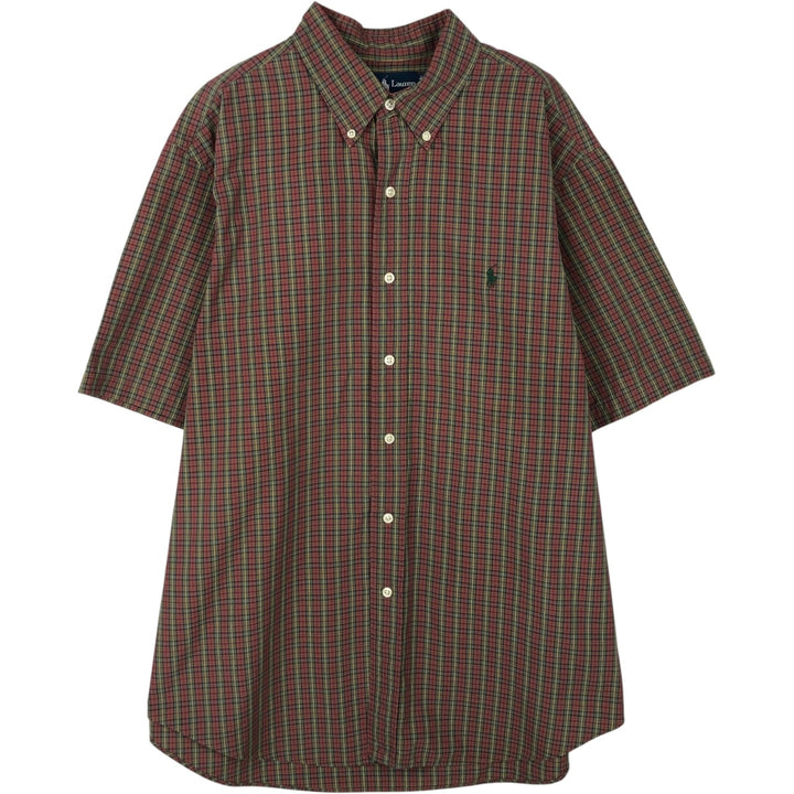 Ralph Lauren BLAKE short sleeve button down check shirt men's XL size cotton red type Vintage Second Hand