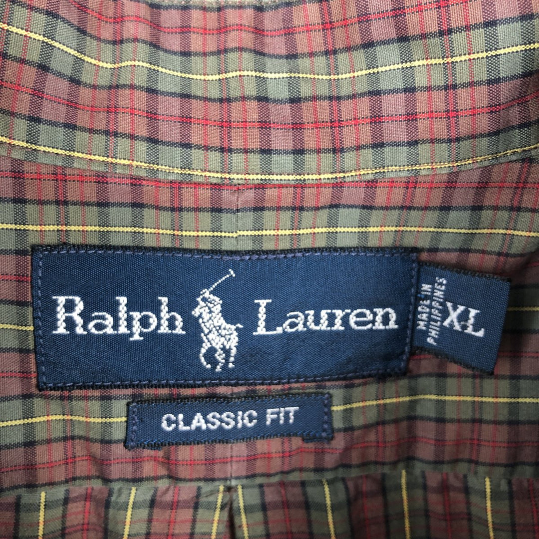 Ralph Lauren BLAKE short sleeve button down check shirt men's XL size cotton red type Vintage Second Hand