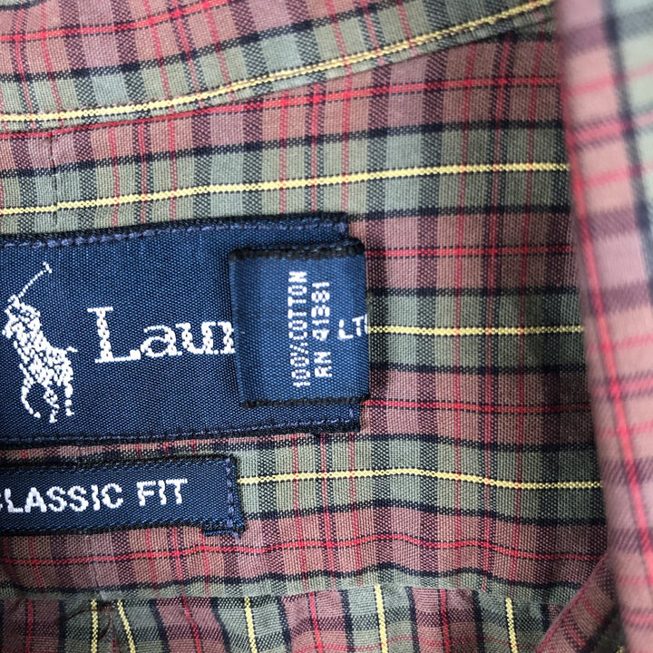 Ralph Lauren BLAKE short sleeve button down check shirt men's XL size cotton red type Vintage Second Hand