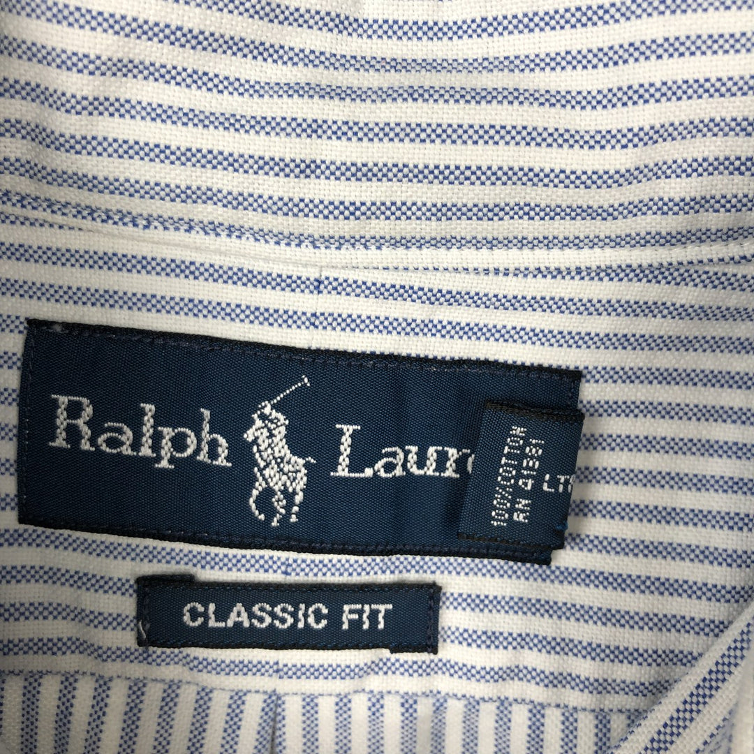 Ralph Lauren Classic Fit Long Sleeve Button Down Striped Shirt, Men's Size L cotton blue type Vintage Second Hand
