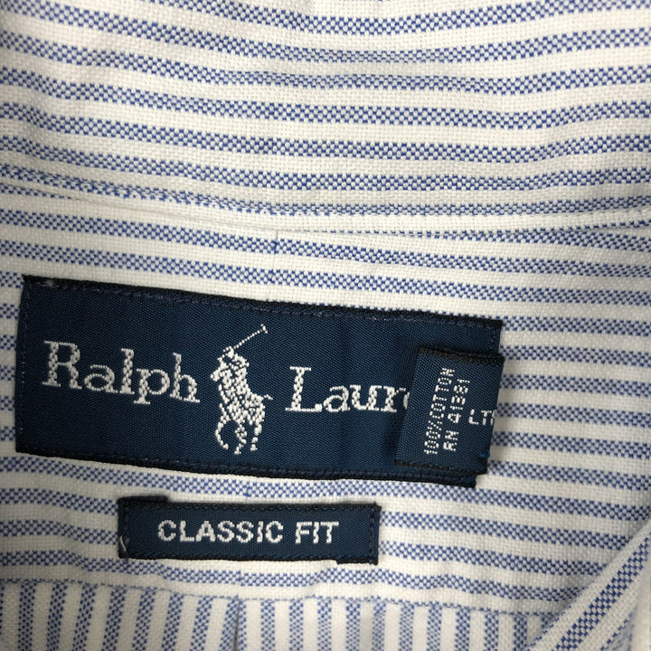 Ralph Lauren Classic Fit Long Sleeve Button Down Striped Shirt, Men's Size L cotton blue type Vintage Second Hand