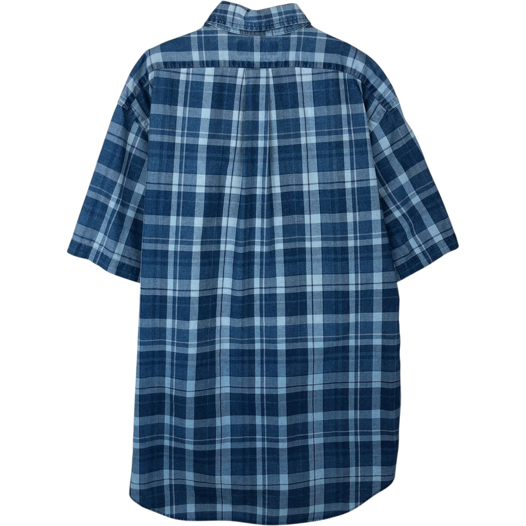 Ralph Lauren BLAKE short sleeve button down check shirt, men's size M cotton blue type Vintage Second Hand
