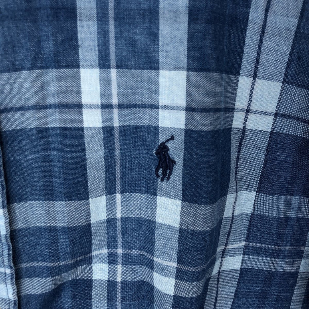 Ralph Lauren BLAKE short sleeve button down check shirt, men's size M cotton blue type Vintage Second Hand