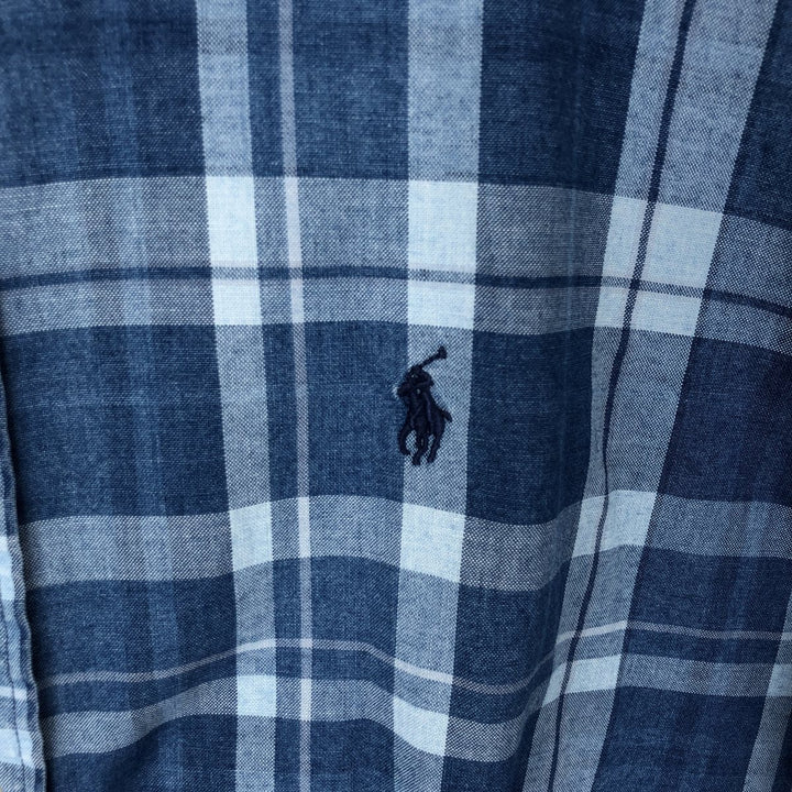Ralph Lauren BLAKE short sleeve button down check shirt, men's size M cotton blue type Vintage Second Hand