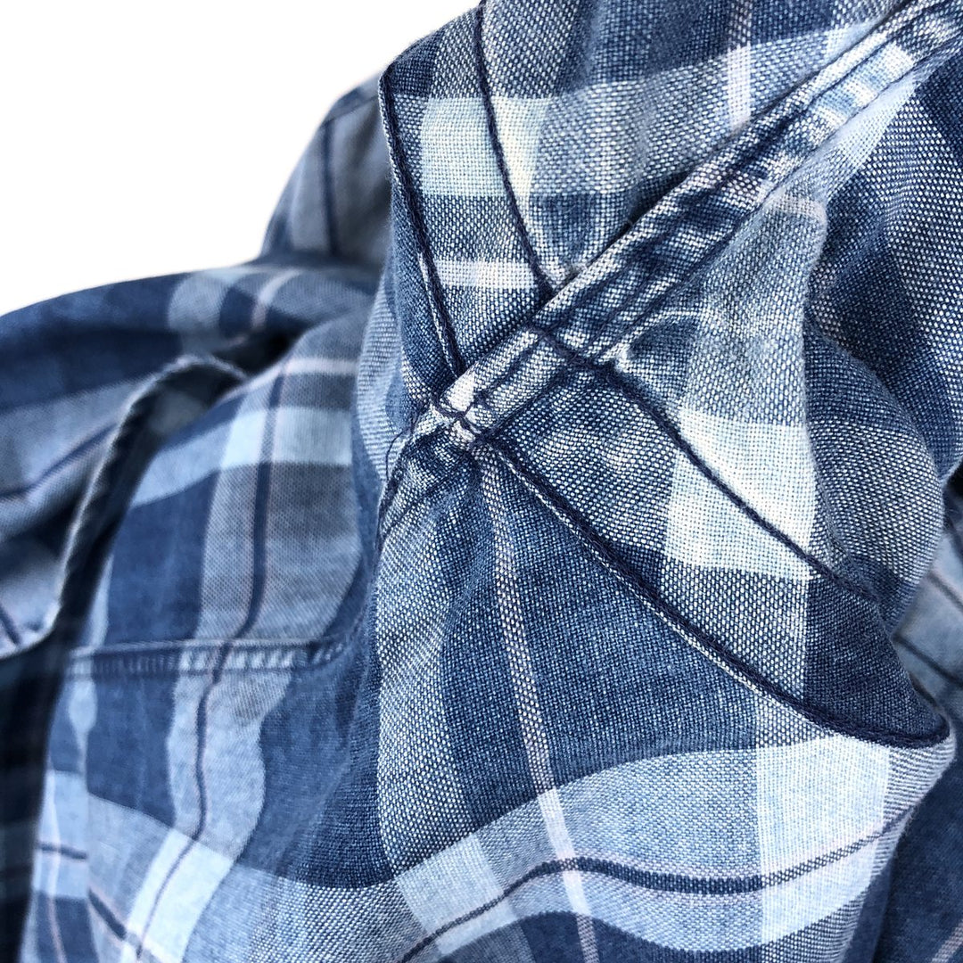 Ralph Lauren BLAKE short sleeve button down check shirt, men's size M cotton blue type Vintage Second Hand