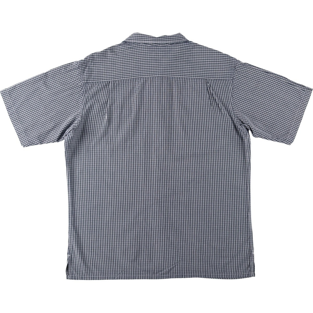 2000'S Ralph Lauren POLO JEANS COMPANY Check Pattern Short-Sleeve Open Collar Cotton Shirt, Boxy Fit, Men's Size M (approx.) cotton navy blue type Vintage Second Hand