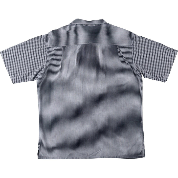 2000'S Ralph Lauren POLO JEANS COMPANY Check Pattern Short-Sleeve Open Collar Cotton Shirt, Boxy Fit, Men's Size M (approx.) cotton navy blue type Vintage Second Hand