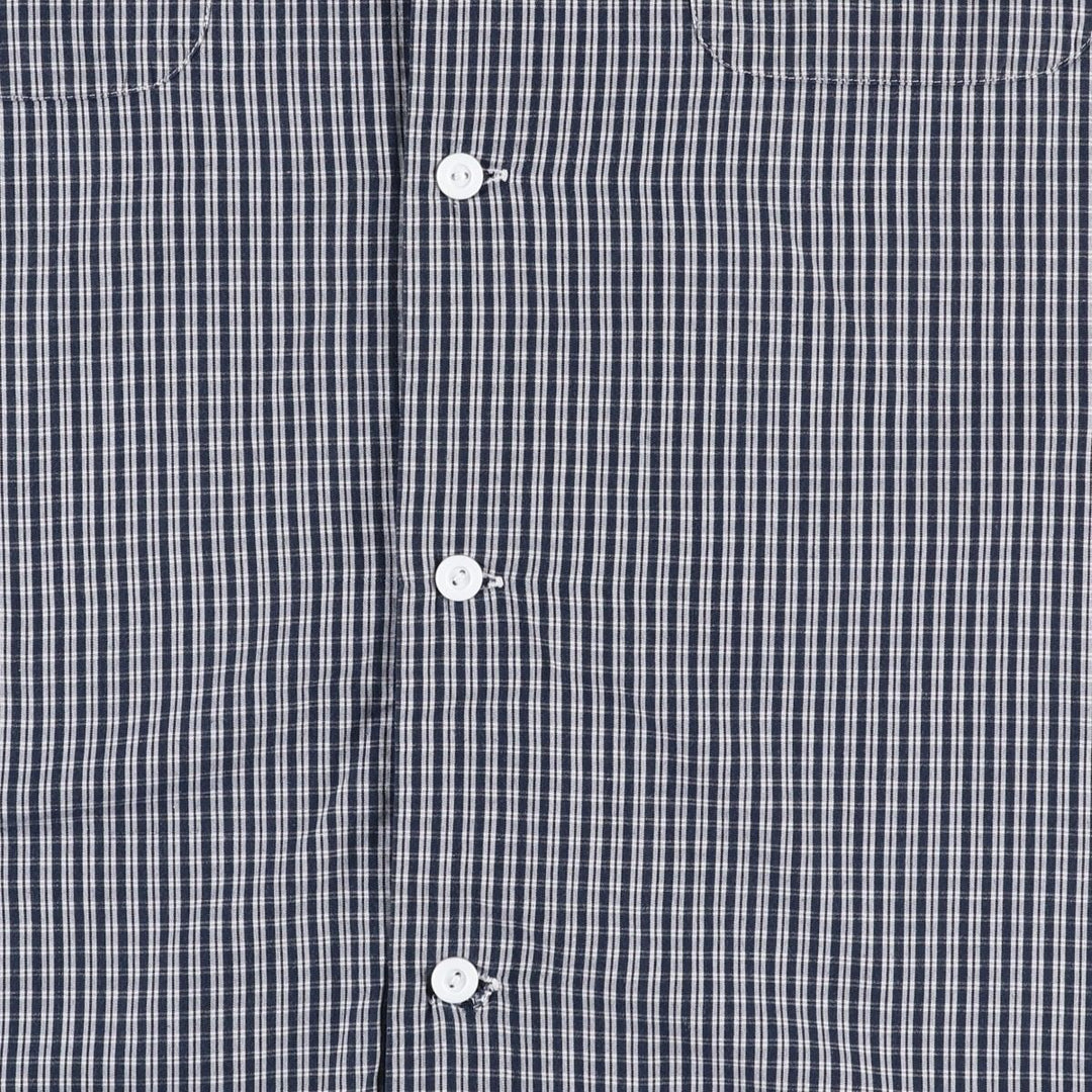 2000'S Ralph Lauren POLO JEANS COMPANY Check Pattern Short-Sleeve Open Collar Cotton Shirt, Boxy Fit, Men's Size M (approx.) cotton navy blue type Vintage Second Hand