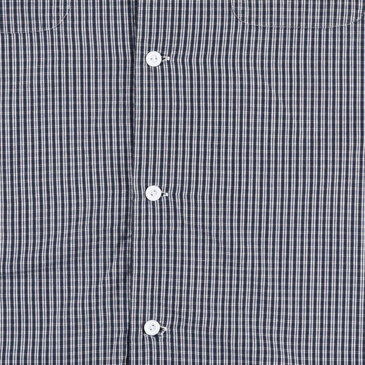2000'S Ralph Lauren POLO JEANS COMPANY Check Pattern Short-Sleeve Open Collar Cotton Shirt, Boxy Fit, Men's Size M (approx.) cotton navy blue type Vintage Second Hand