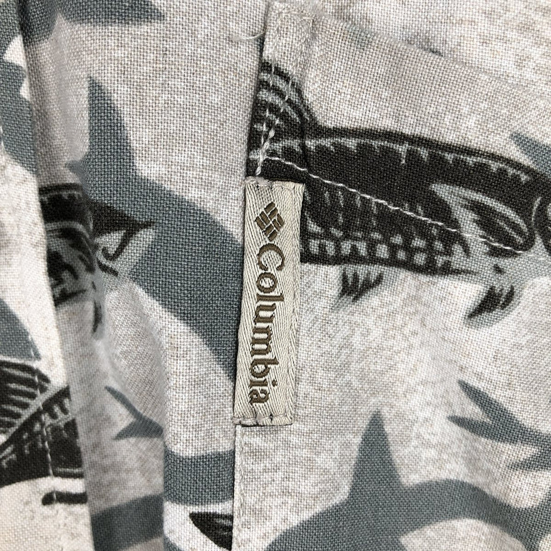 90s-00'S Columbia short-sleeved rayon shirt with all-over fish print, men's size XL. Rayon white type Vintage Second Hand