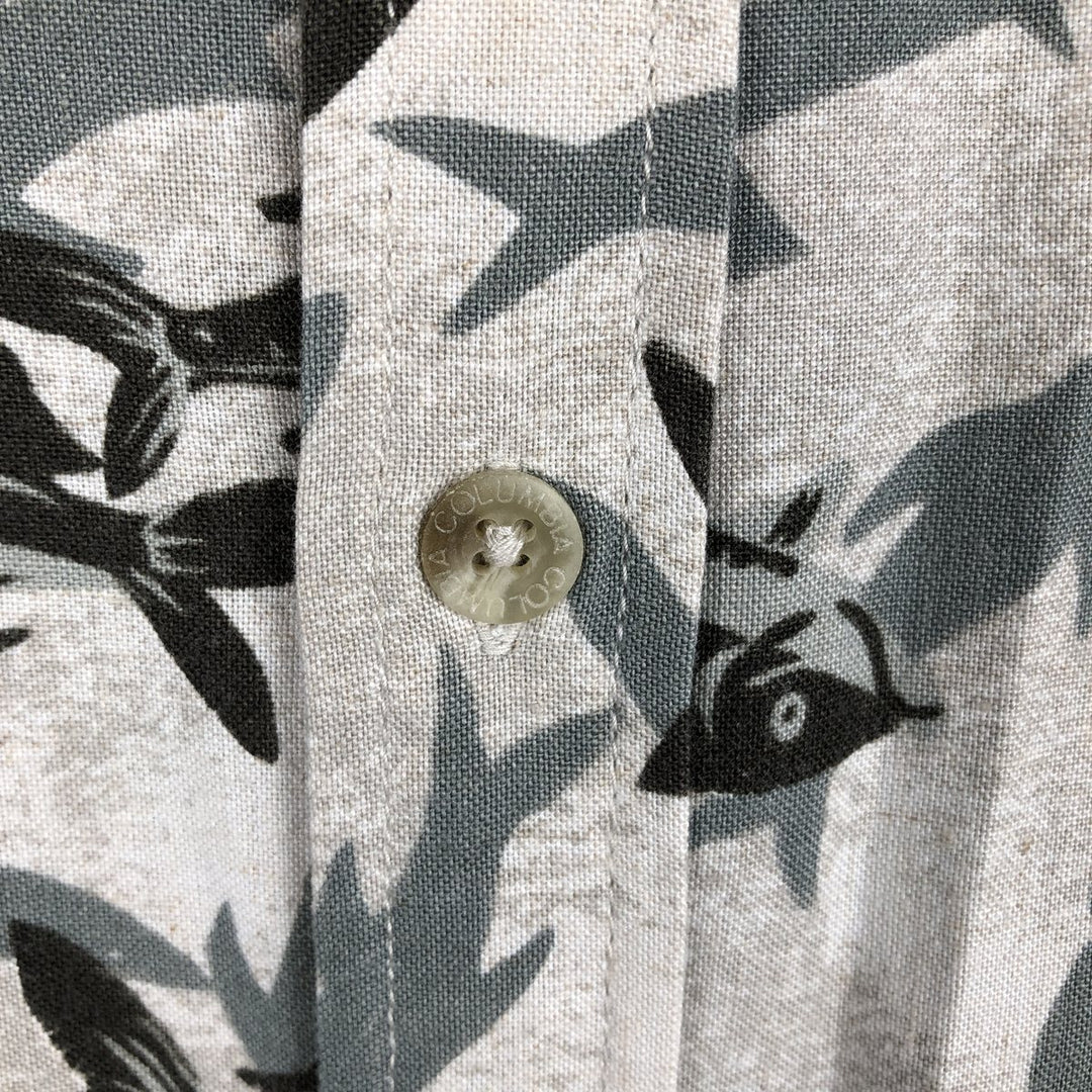 90s-00'S Columbia short-sleeved rayon shirt with all-over fish print, men's size XL. Rayon white type Vintage Second Hand