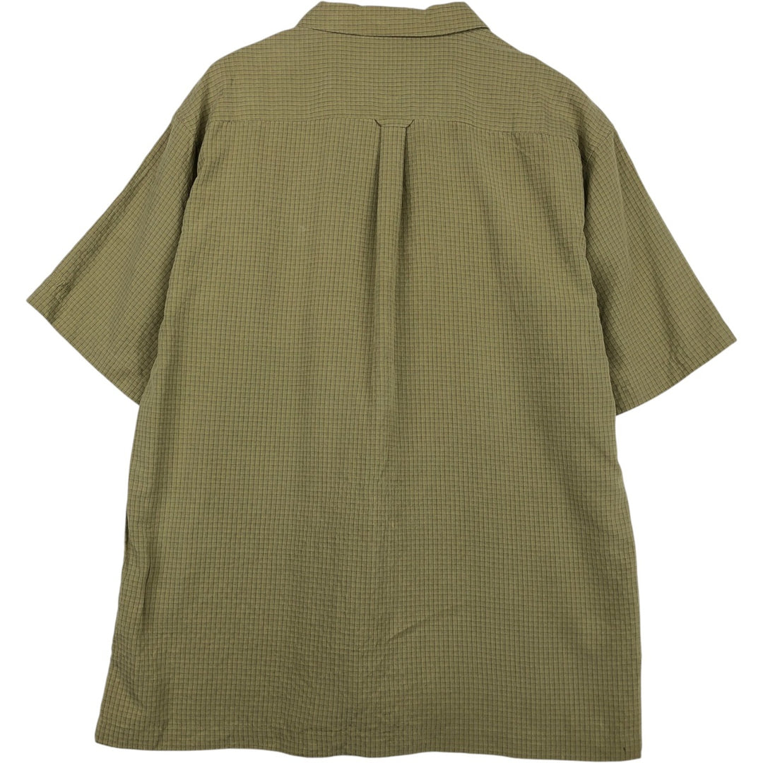 2000'S Columbia Check Pattern Short-Sleeve Open Collar Shirt, Boxy Shirt, Men's Size XL (approx.) Modal green type yellow green Vintage Second Hand