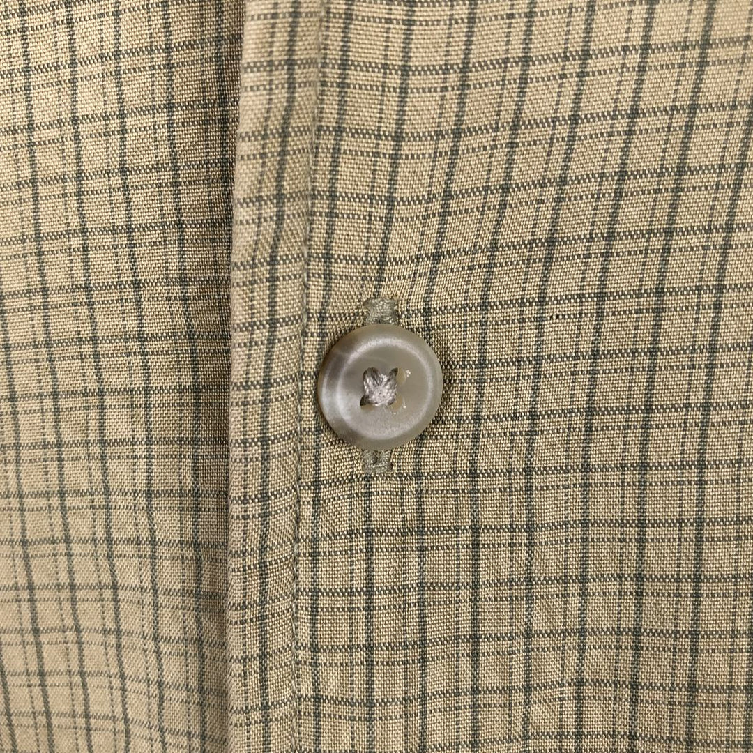 2000'S Columbia Check Pattern Short-Sleeve Open Collar Shirt, Boxy Shirt, Men's Size XL (approx.) Modal green type yellow green Vintage Second Hand