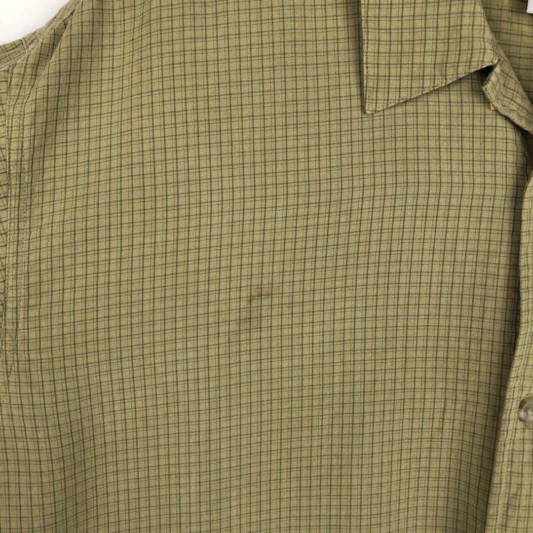 2000'S Columbia Check Pattern Short-Sleeve Open Collar Shirt, Boxy Shirt, Men's Size XL (approx.) Modal green type yellow green Vintage Second Hand