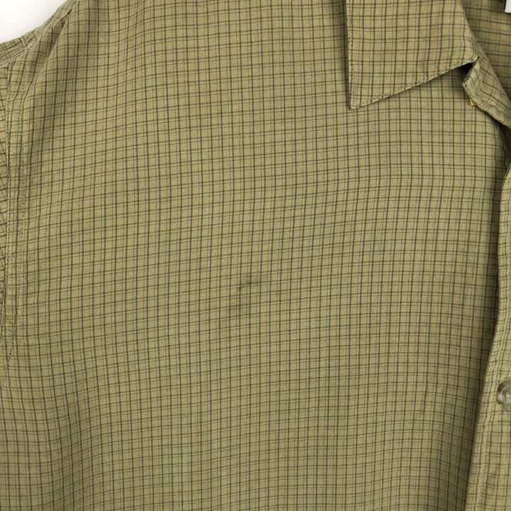 2000'S Columbia Check Pattern Short-Sleeve Open Collar Shirt, Boxy Shirt, Men's Size XL (approx.) Modal green type yellow green Vintage Second Hand