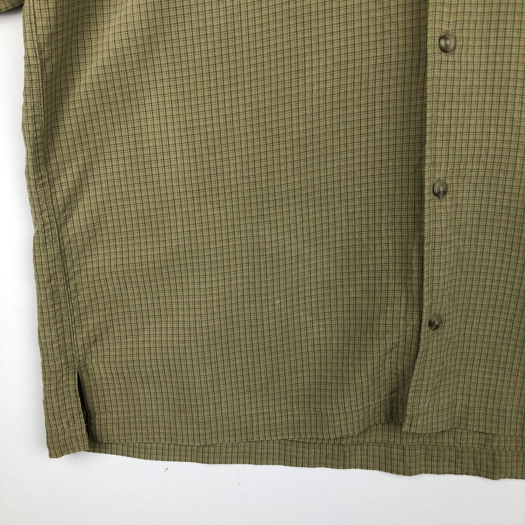 2000'S Columbia Check Pattern Short-Sleeve Open Collar Shirt, Boxy Shirt, Men's Size XL (approx.) Modal green type yellow green Vintage Second Hand