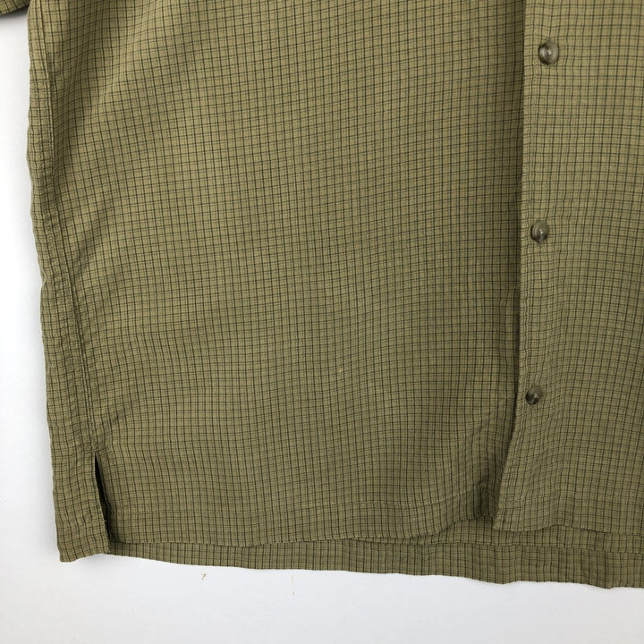 2000'S Columbia Check Pattern Short-Sleeve Open Collar Shirt, Boxy Shirt, Men's Size XL (approx.) Modal green type yellow green Vintage Second Hand