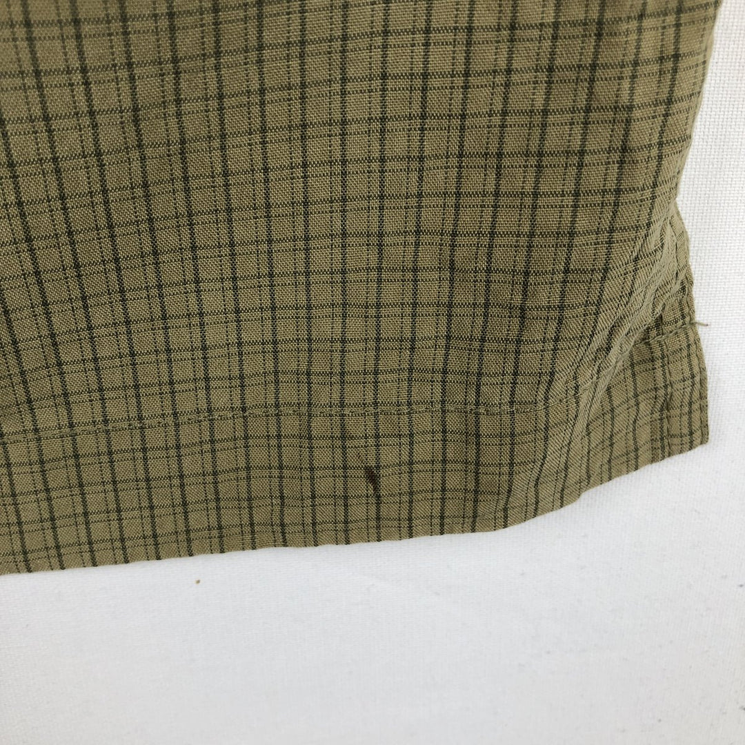 2000'S Columbia Check Pattern Short-Sleeve Open Collar Shirt, Boxy Shirt, Men's Size XL (approx.) Modal green type yellow green Vintage Second Hand