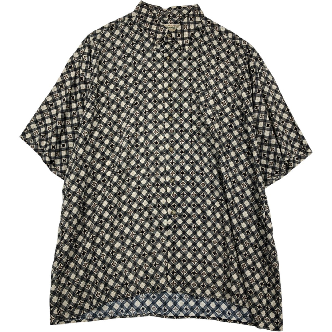1990'S St. John's Bay all-over print short-sleeved rayon shirt, boxy fit, men's size XL equivalent, vintage. Rayon unbleached Vintage Second Hand