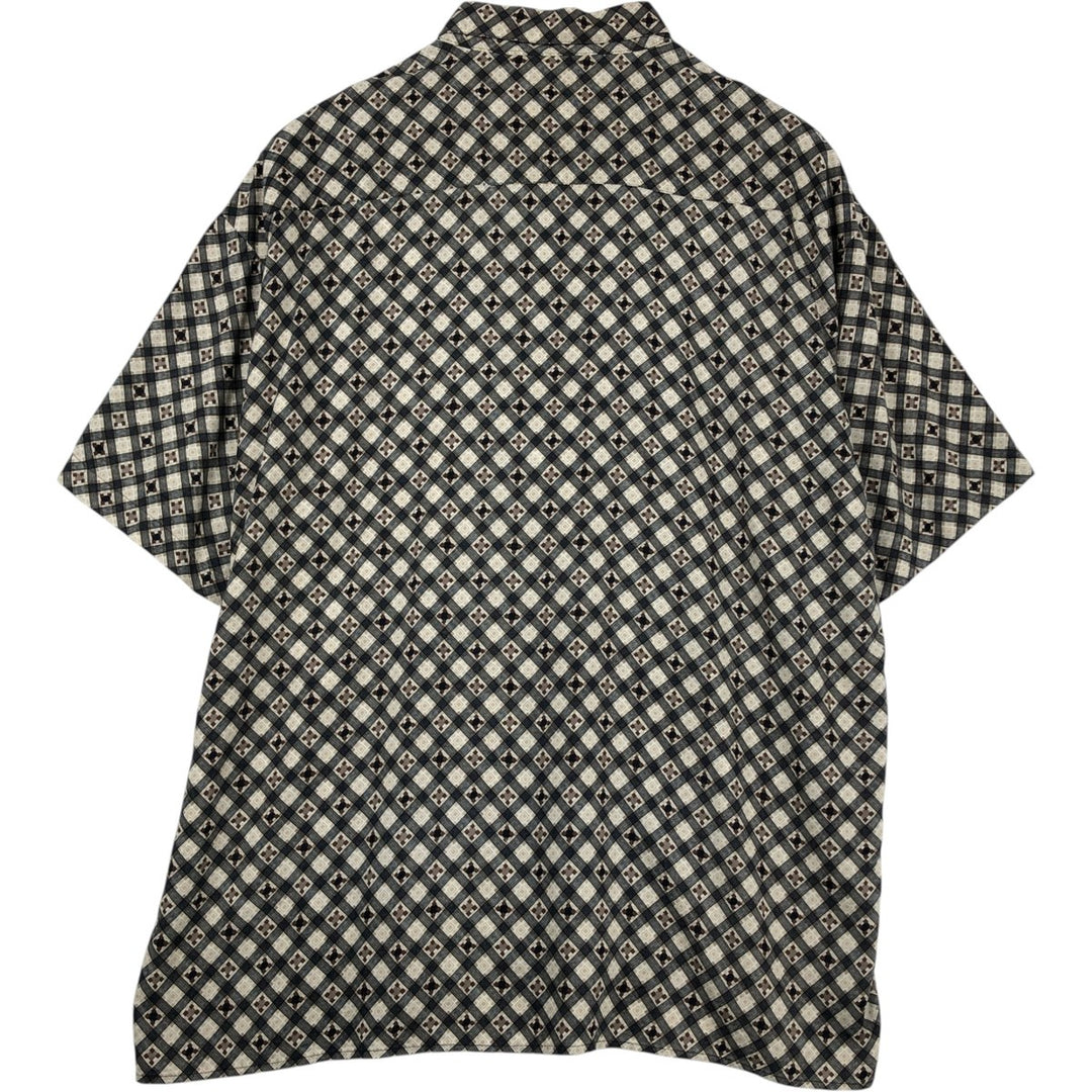 1990'S St. John's Bay all-over print short-sleeved rayon shirt, boxy fit, men's size XL equivalent, vintage. Rayon unbleached Vintage Second Hand